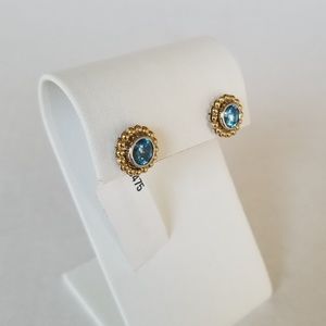 LAGOS Sterling Silver Yellow Gold Topaz Earrings
